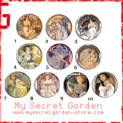 Alphonse Mucha - Fine Art Pinback Button Badge Set 2a or 2b ( or Hair Ties / 4.4 cm Badge / Magnet / Keychain Set ) Alphonse Mucha - Fine Art Pinback Button Badge Set 2a or 2b ( or Hair Ties / 4.4 cm Badge / Magnet / Keychain Set )